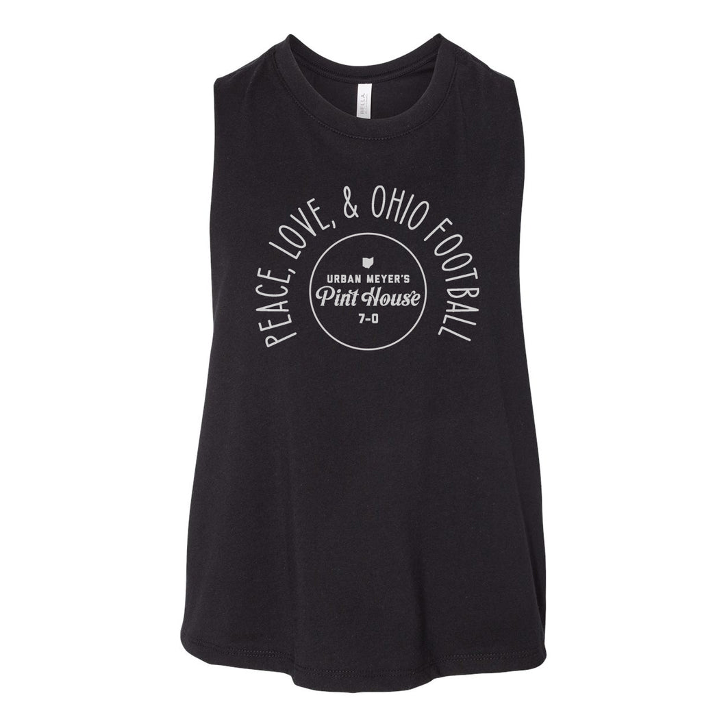 UM Pint House - Peace Love and Football Crop Tank
