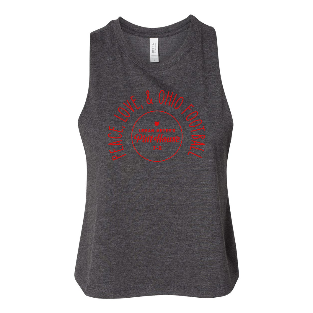 UM Pint House - Peace Love and Football Crop Tank